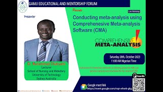 Conducting meta analysis using Comprehensive Metaanalysis Software CMA [upl. by Sterner]