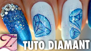 Tuto nail art diamant effet vitrail en aquarelle [upl. by Natividad]