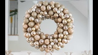 DIY Chrismas Ornament Wreath Tutorial [upl. by Suoirred]