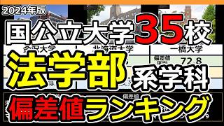 【2024年最新】国公立大学法学部偏差値ランキング  全国35大学の法学部系学科データ一覧 [upl. by Toddie]