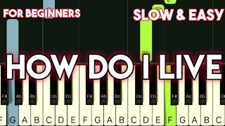 TRISHA YEARWOOD  HOW DO I LIVE  SLOW amp EASY PIANO TUTORIAL [upl. by Rahal]