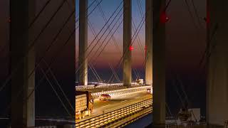 The Jiaozhou Bay Bridge at sunset in Qingdao Source Qingdao Morning News [upl. by Amathist]