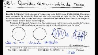 OBA  Questão clássica  A órbita da Terra  Olimpíada Brasileira de Astronomia e Astronáutica [upl. by Marco]