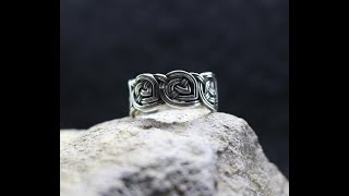 Medieval style celtic curles silver viking ring 40 [upl. by Eugirne242]