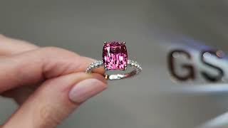 Ring with purplepink rubellite 451 carats and diamonds in 18K white gold  6623 [upl. by Auburn]