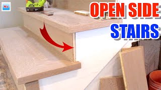 How To Finish Open Site Stairs Riser MrYoucandoityourself [upl. by Dlanger]