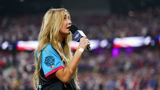 Ingrid Andress Flubs National Anthem Performance at Home Run Derby [upl. by Dronel]