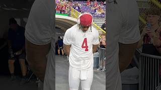 Alabama QB Jalen Milroe takes a moment to himself prior to playing LSU in Baton Rouge [upl. by Netnerb]