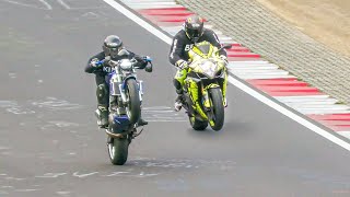 CRAZIEST MOTORBIKERS OF THE NÜRBURGRING INSANE Fast Dangerous amp CRAZY Bikers at the Nordschleife [upl. by Kanal]