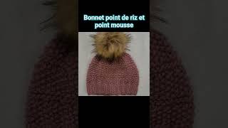 Bonnet point de riz et point mousse au tricot [upl. by Gaiser704]