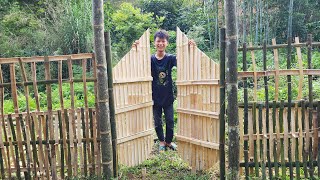 Orphan boy completes fence and gate for his place  Bamboo house  Small garden [upl. by Avra]