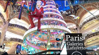 Paris France 🇨🇵  Christmas walk in Paris  Galeries Lafayette  4K HDR 60 fps [upl. by Akeylah]