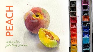 Painting Peach With Watercolor  Speedpaint and tips [upl. by Morez]