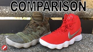 Nike Hyperdunk 2017 Flyknit React amp Regular Hyperdunk 2017 Comparison [upl. by Horgan]