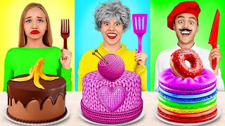 Me vs Grandma vs Chef Cooking Challenge  Edible Challenge Hacks for 24 Hours by Turbo Team [upl. by Aldarcy]