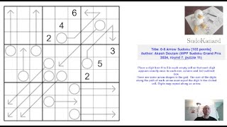 Eng 08 Arrow Sudoku by Akash Doulani WPF Sudoku Grand Prix 2024 round 7 puzzle 11 [upl. by Pretrice]