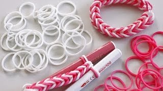 TUTO  bracelet tressé élastique avec deux crayons ou deux doigts en Français [upl. by Olenta]