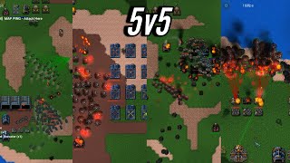 Rusted warfare multiplayer 5v5 first game war [upl. by Ahtnammas]