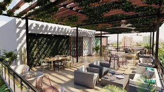 Rooftop Lounge Restaurant  Interior Design [upl. by Yalcrab]