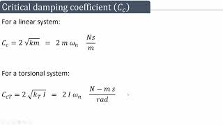 Lecture 12  Dynamics of machinery  Critical damping coefficient derivation  Free damped vibration [upl. by Ahsinert519]