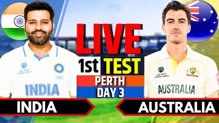 India vs Australia 1st Test Day 3  IND vs AUS Live Match  Live Cricket Match Today 2nd Session [upl. by Knuth97]