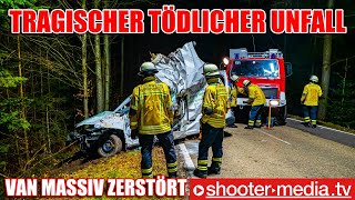 ❌ TRAGISCHER TÖDLICHER UNFALL ❌  🚒 Van kracht gegen Baum 🚒  VW total zerstört [upl. by Booze]