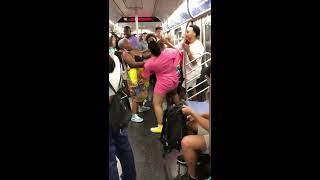 NYC Subway Fight between two women on uptown N train  August 25 2018 [upl. by Namyac663]