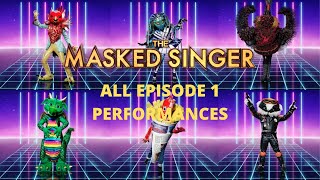 ALL EPISODE 1 PERFORMANCES  The Masked Singer UK Ep1 [upl. by Shaper31]