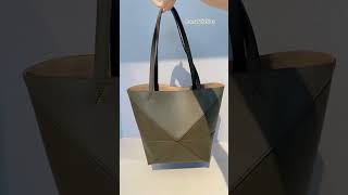 Share my like LO EWE puzzle fold tote bag green Calfskin designer fashion [upl. by Acinorehs607]