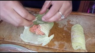 Chou vert farci Stuffed cabbage Recipeكرمب معمر في الفرن او ملفوف معمر في الفرن [upl. by Aniles161]