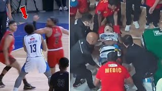 Calvin Abueva Scary Head injury after Elbow from Barefield The beast was Knocked Out [upl. by Norat929]