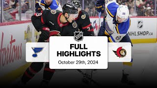 NHL Highlights  Blues vs Senators  October 29 2024 [upl. by Ferrick764]