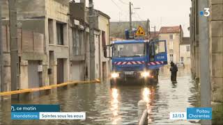 Inondations à Saintes  la Charente continue sa crue et les évacuations se poursuivent [upl. by Ashmead]