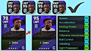 Max rating Doku 95 update card  EFOOTBALL 2024 mobile [upl. by Iatnohs]