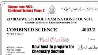 Zimsec June 2024 Combined Science P2 Chemistry section exam tips [upl. by Tedder]