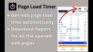 PageLoadTimer Get WebPage Load Time Automatically  Download Report for All Pages with Load Time [upl. by Berstine]