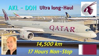 Auckland to Doha 17 Hours NonStop flying Qatar Airways A3501000 [upl. by Aloap]