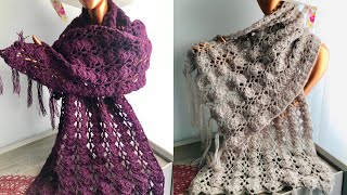 Very easy amp fast shawl beatiful Knitting model for beginners hızlı örülen tığ işi şal [upl. by Rankin]