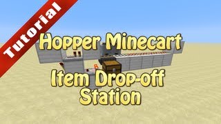 Minecraft Tutorial Hopper Minecart Item Dropoff Station [upl. by Kawai]