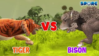 Tiger vs Bison  Carnivore Animal vs Herbivore Animal S1E2  SPORE [upl. by Aisayt]