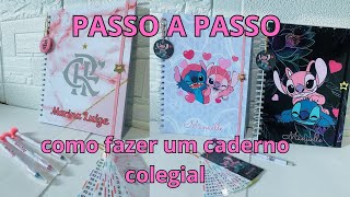 COMO FAZER CADERNO COLEGIAL passo a passo  CADERNO COLEGIAL DO ZERO [upl. by Chute]