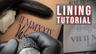 Lining Tattoo Tutorial on Real Skin  How to Tattoo [upl. by Onurb]