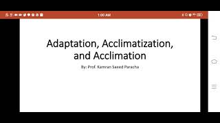 Adaptation  Acclimatization  and Acclimation Animal Physiology By Prof Kamran Saeed Paracha [upl. by Noah]