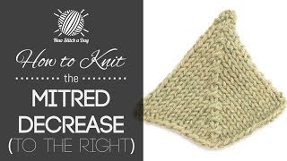 How to Knit the Mitered Decrease Stitch Right Leaning [upl. by Dwan]