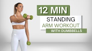 12 min STANDING ARM WORKOUT  With Dumbbells  No Pushups [upl. by Acirahs]