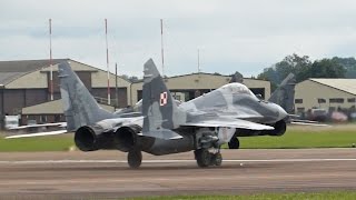 MiG29A Polish Air Force 2 Ship Formation Takeoff on Monday RIAT 2012 AirShow [upl. by Aynad]