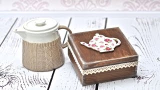 DECOUPAGE pudełko na herbatę  DIY TUTORIAL [upl. by Lzeil623]