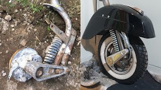 FORK VESPA SUPER 1972 RESTORATION REBUILD [upl. by Nyrol]