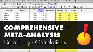 Basic Data Entry  Correlations  Comprehensive MetaAnalysis [upl. by Drahcir137]