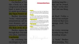 Roland Barthes – From Work toText Instant Essay for exam successARsummaryguidancetrendingViral [upl. by Nordna]